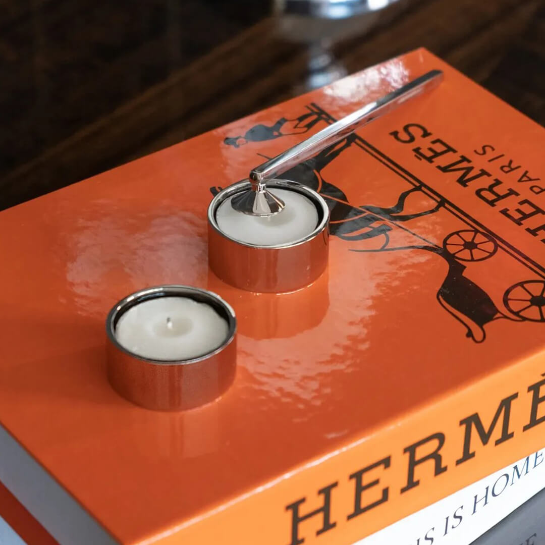 Pirinç El Yapımı Tealight Mumluk Lisbon Gümüş - Görsel 2